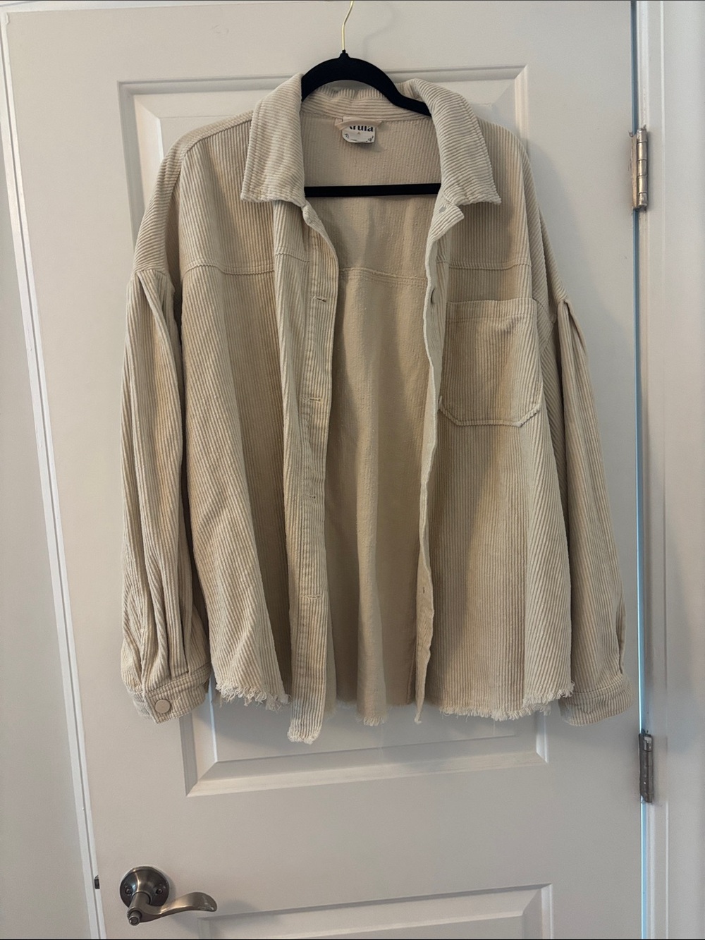 ARULA Cream Corduroy Oversized Shacket